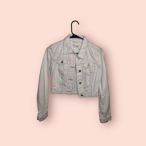 S AERO white denim jacket